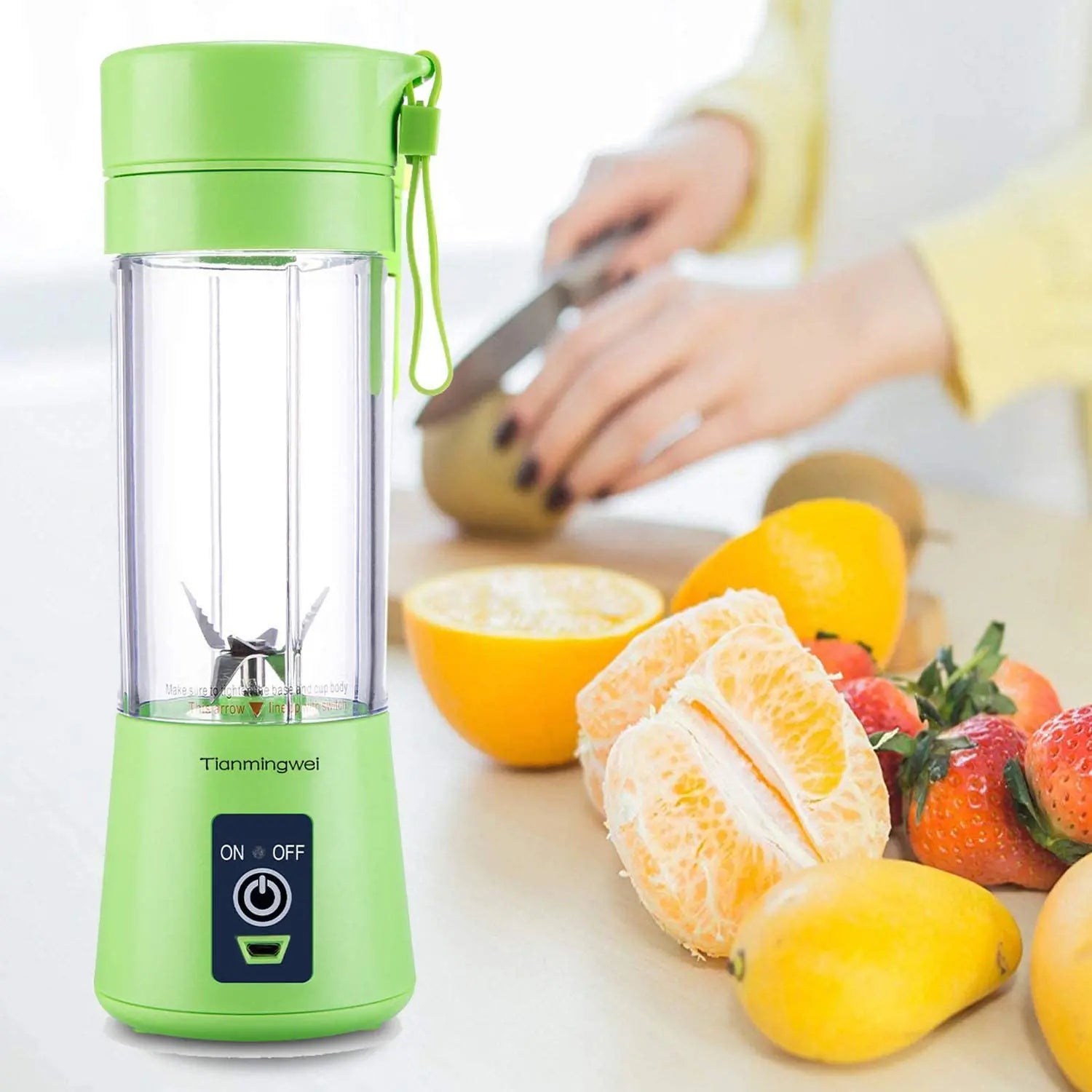 Portable blender Personal 6 Blades Juicer Cup Household Fruit Mixer, With Magnetic Secure Switch, USB Charger Cable 380ML(Green) pattanaustralia